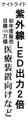 ナイトライド 紫外線LED 出力２倍 初年度販売目標１００万個 医療装置向けなど